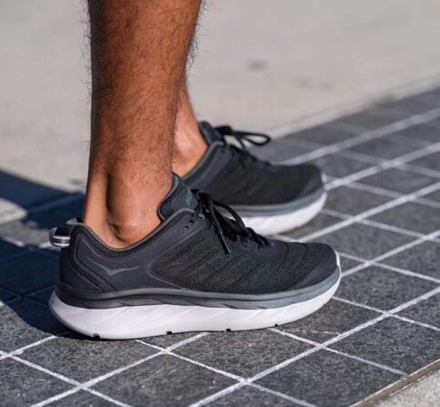 Hoka One One Mens Running Shoes - Akasa - Black/White - YXUB01528